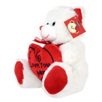 White and Red Teddy Bear holding I Love You MOM heart Plush Soft Toy